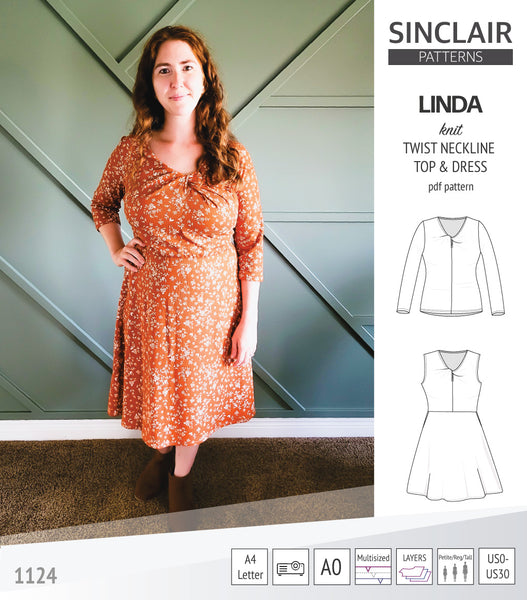 Linda twist neckline knit top and dress (PDF sewing pattern) - Sinclair ...