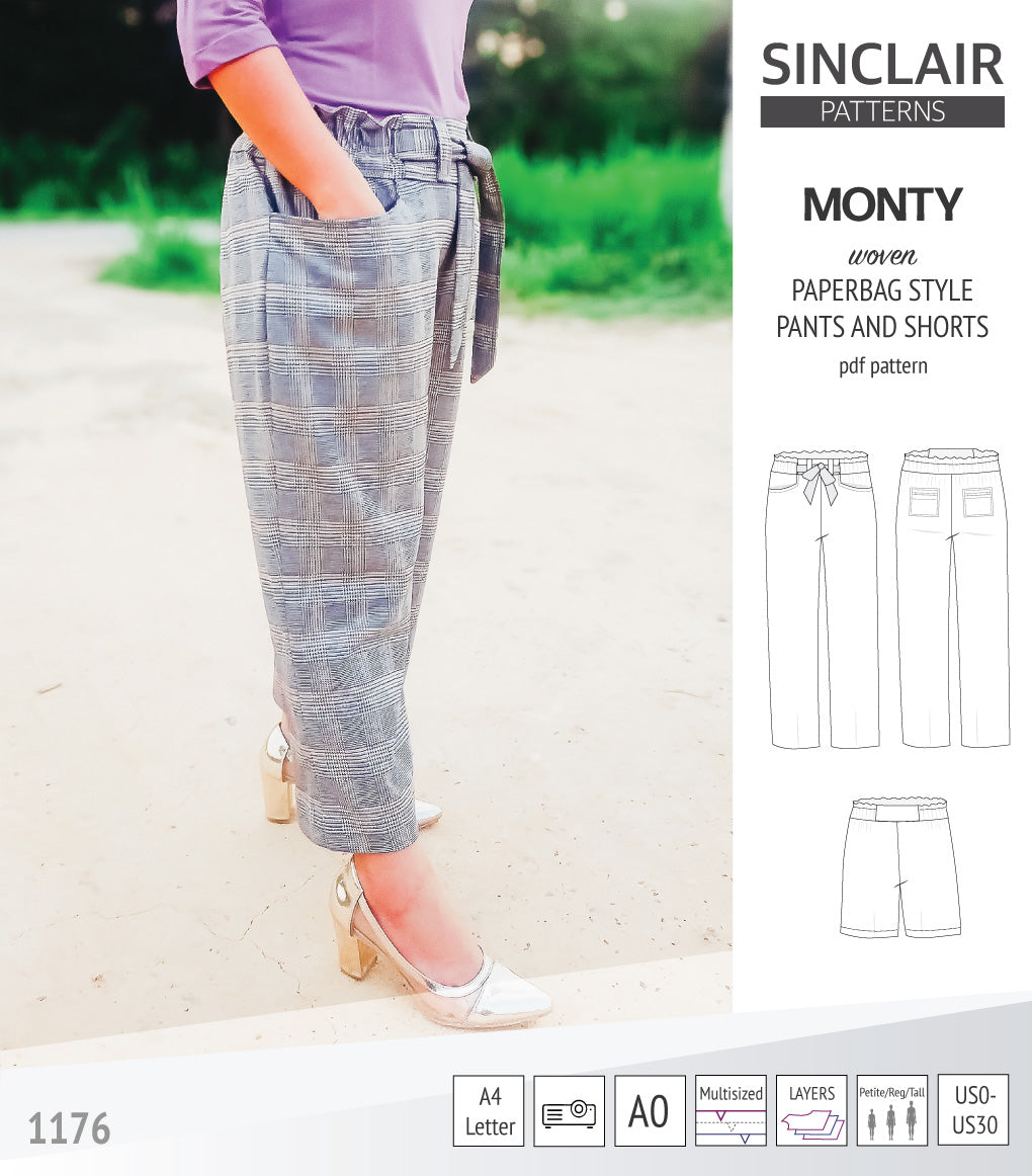 Pinic Pattern Pants Monty paperbag waistline woven shorts and pants with ties (pdf sewing ...