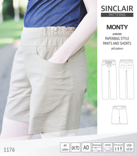 Monty paperbag waistline woven shorts and pants with ties (pdf sewing ...