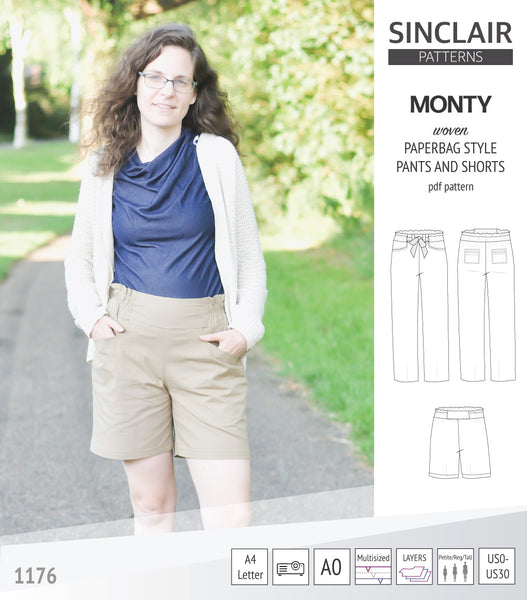 Monty paperbag waistline woven shorts and pants with ties (pdf