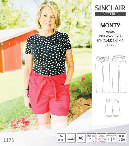 Monty paperbag waistline woven shorts and pants with ties (pdf