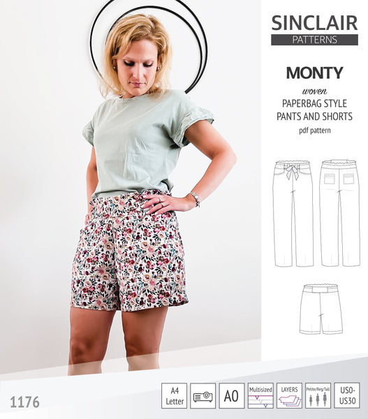 Monty paperbag waistline woven shorts and pants with ties (pdf