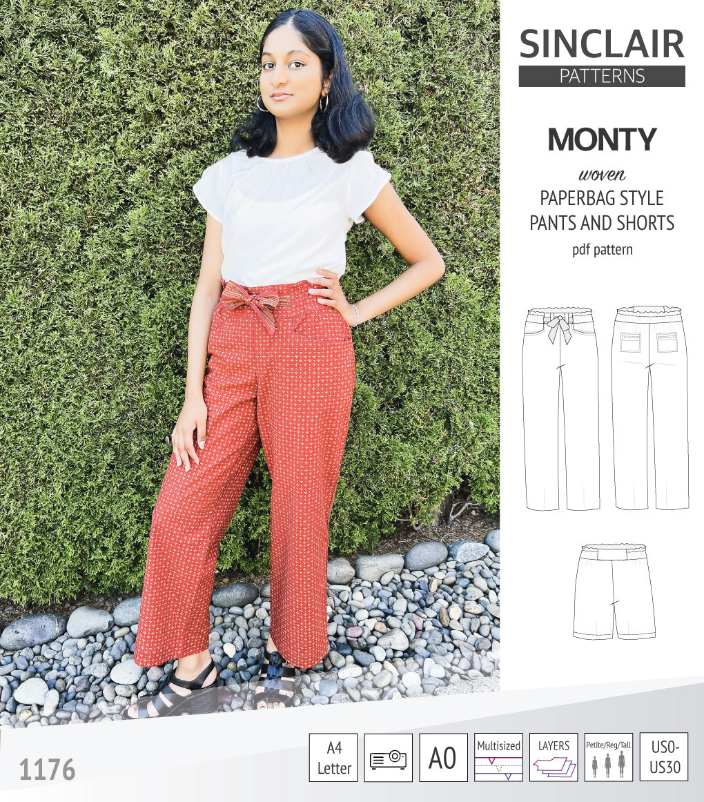 Pinic Pattern Pants Monty paperbag waistline woven shorts and pants with ties (pdf sewing ...