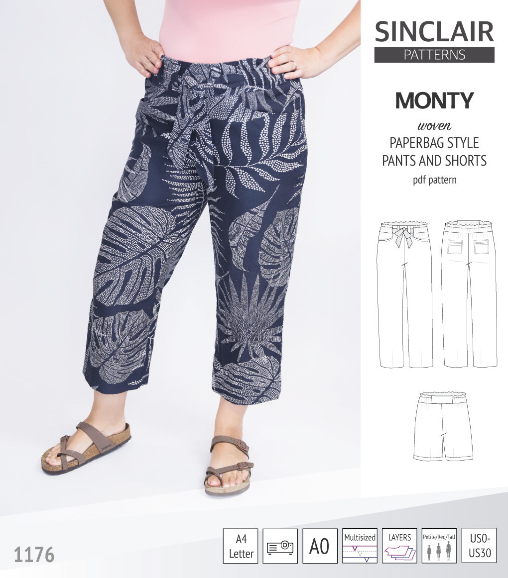 Monty paperbag waistline woven shorts and pants with ties (pdf