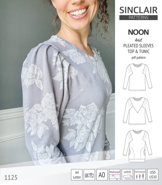 Noon pleated sleeves knit top and tunic (PDF sewing pattern) - Sinclair ...