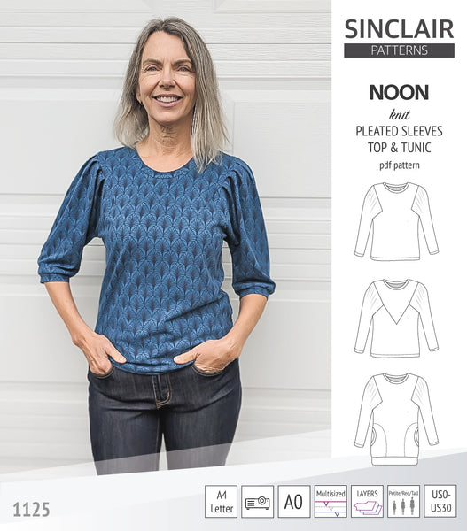 Noon pleated sleeves knit top and tunic (PDF sewing pattern) - Sinclair ...