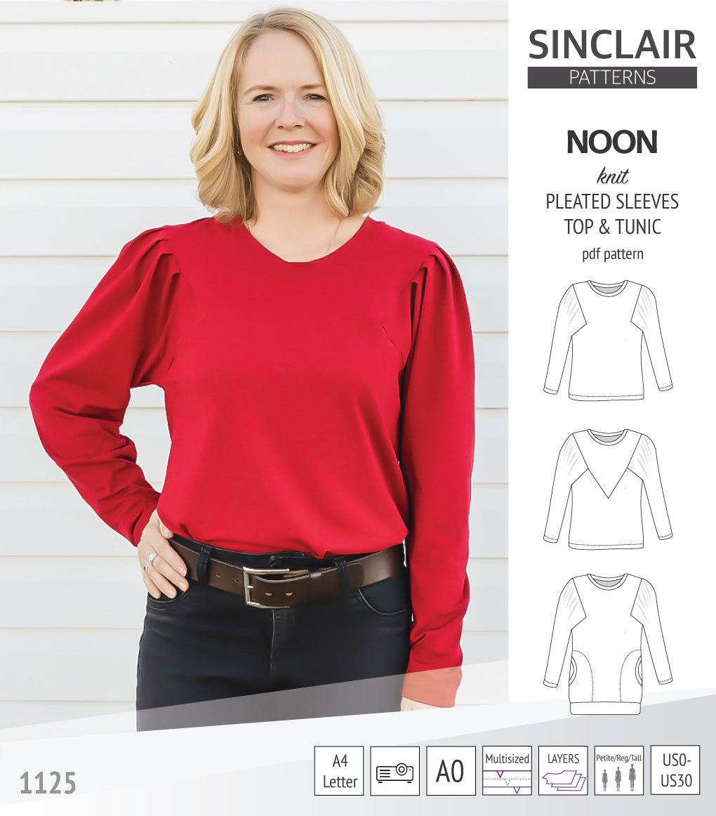 Neith Top Pattern Noon pleated sleeves knit top and tunic (PDF sewing pattern) – Sinclair ...