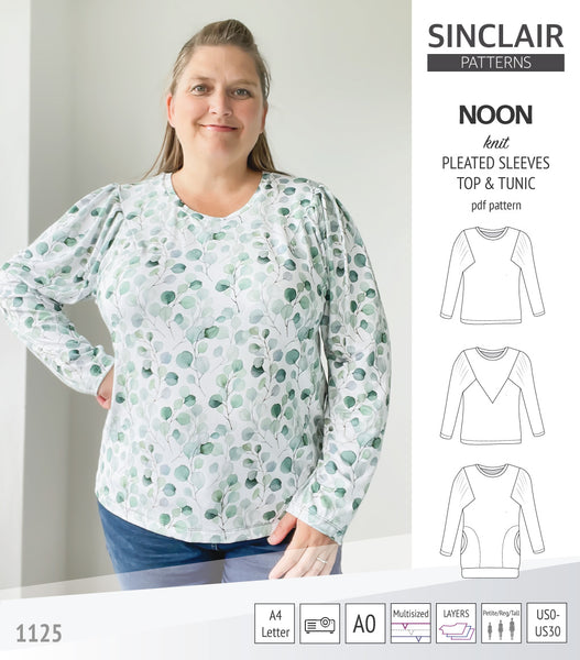 Noon pleated sleeves knit top and tunic (PDF sewing pattern