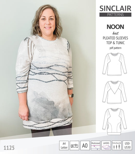 Noon pleated sleeves knit top and tunic (PDF sewing pattern