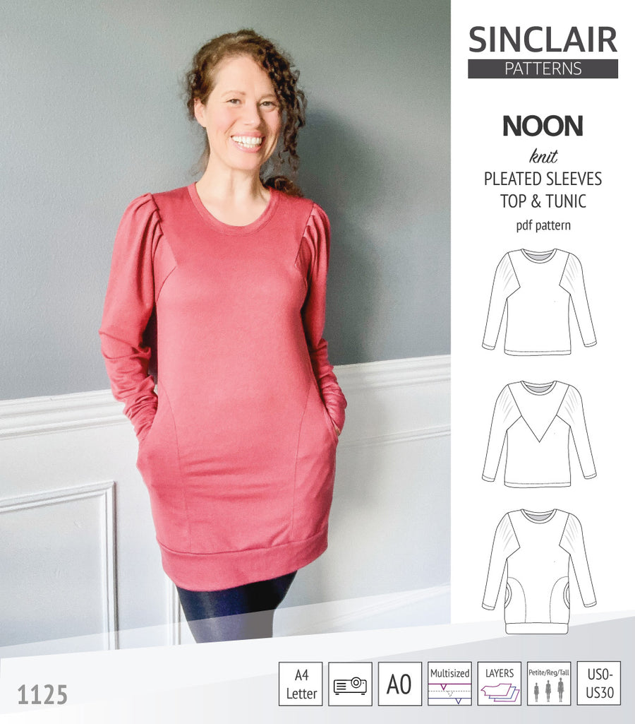 Noon pleated sleeves knit top and tunic (PDF sewing pattern) – Sinclair ...