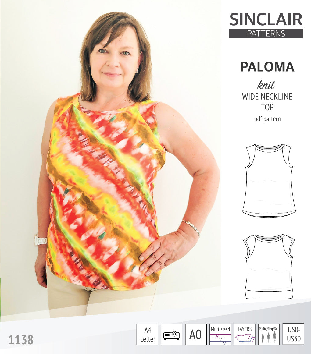 パロマ 18-24m Paloma knit wide neckline tank top (PDF sewing pattern