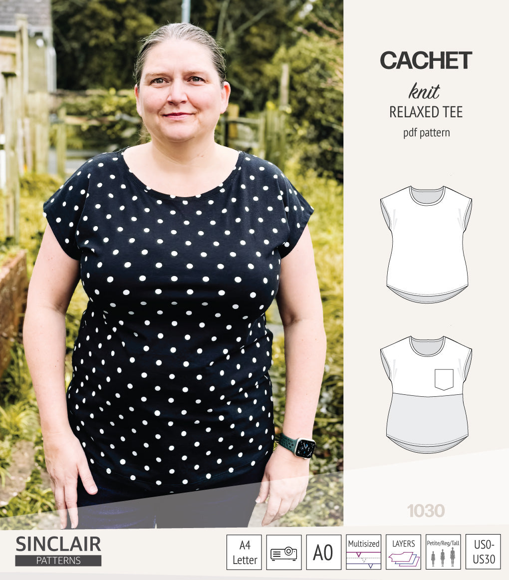 Cachet relaxed cut knit tee color blocked with a pocket (PDF ...