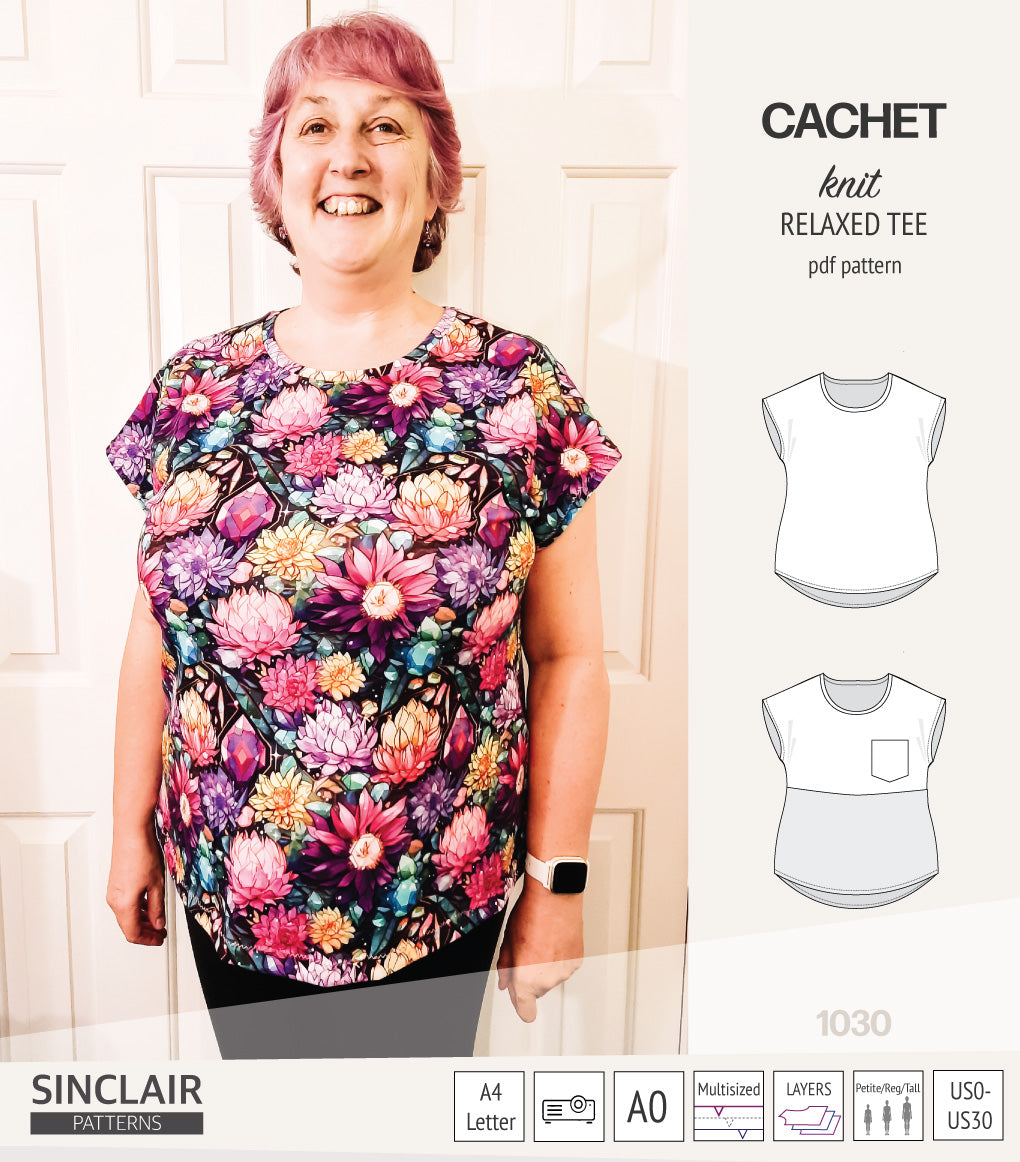 Cachet relaxed cut knit tee color blocked with a pocket (PDF ...