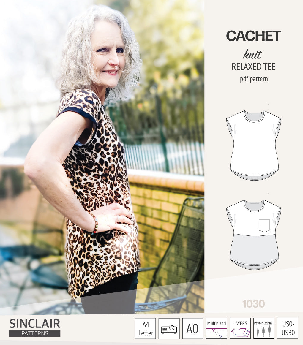 Cachet relaxed cut knit tee color blocked with a pocket (PDF ...