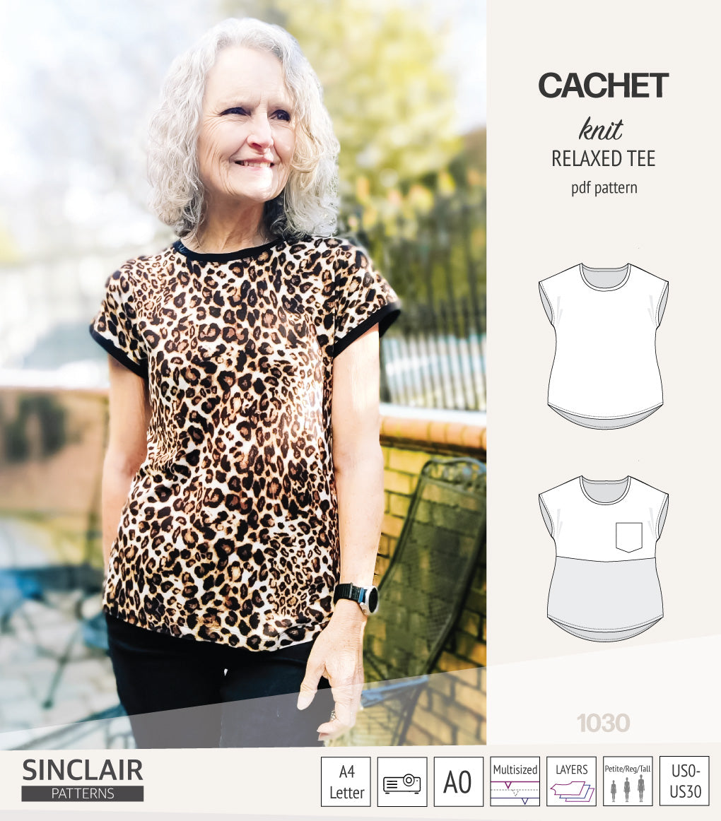Cachet relaxed cut knit tee color blocked with a pocket (PDF ...
