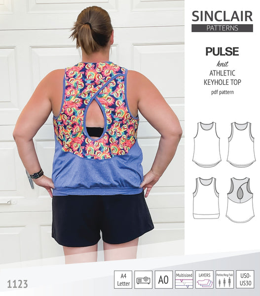 Pulse athletic knit tank top with a keyhole accent (PDF sewing pattern) -  Sinclair Patterns
