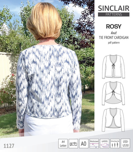 Rosy tie front or loop button knit cardigan (PDF sewing pattern ...