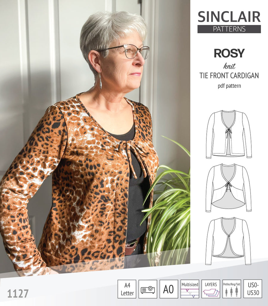 Rosy tie front or loop button knit cardigan (PDF sewing pattern ...