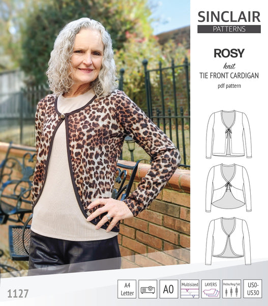 Rosy tie front or loop button knit cardigan (PDF sewing pattern) - Sinclair  Patterns