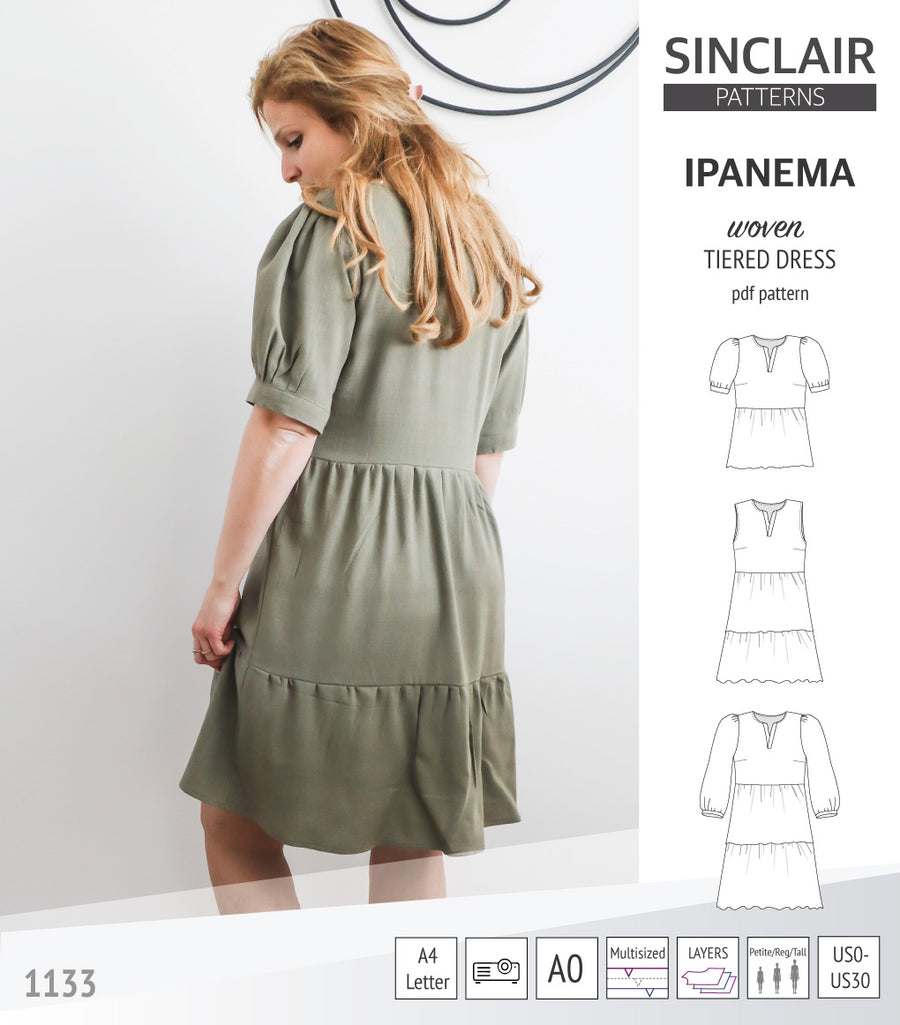 Ipanema tiered woven top and dress with a placket (PDF) – Sinclair Patterns