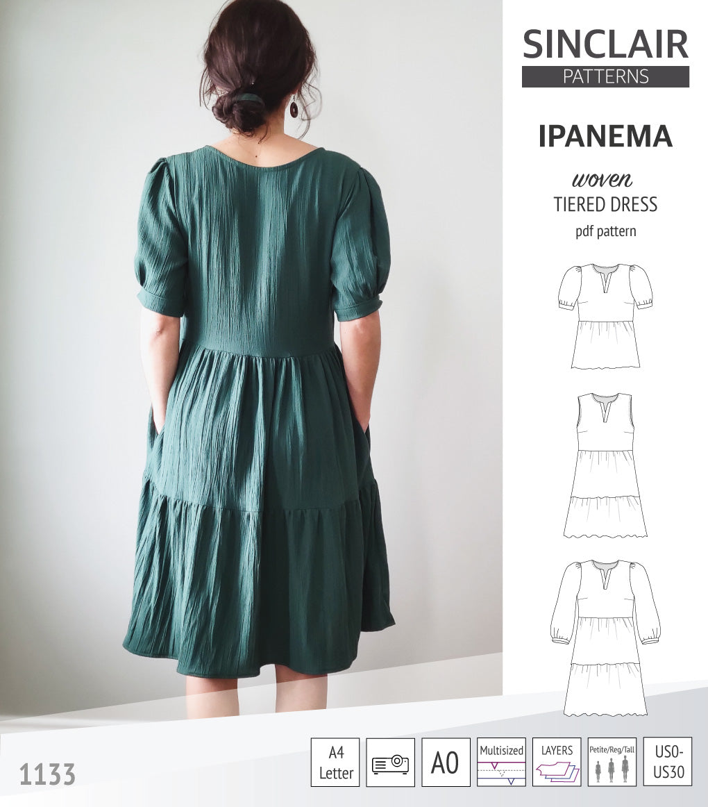 Ipanema tiered woven top and dress with a placket (PDF) Sinclair Patterns Ipanema tiered woven top and dress with a placket (PDF) Sinclair Patterns
