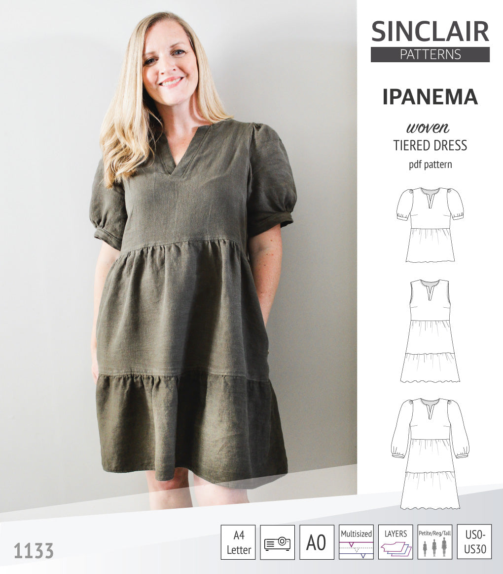 Ipanema tiered woven top and dress with a placket (PDF) Sinclair Patterns Ipanema tiered woven top and dress with a placket (PDF) Sinclair Patterns