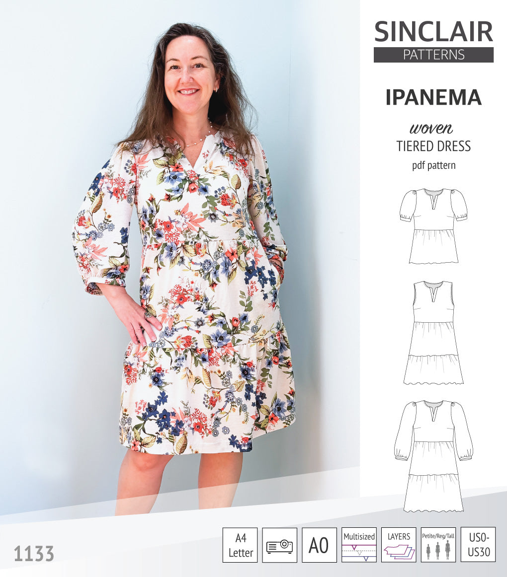 Ipanema tiered woven top and dress with a placket (PDF) – Sinclair Patterns