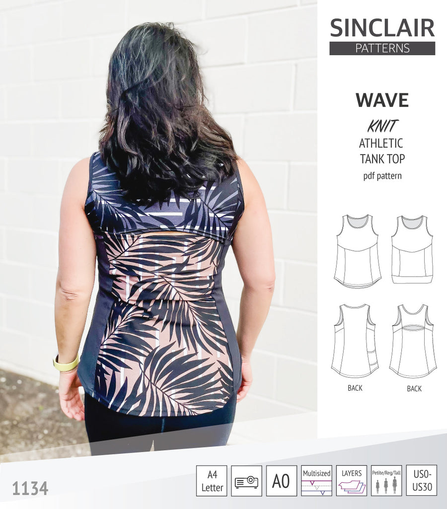 Wave fitted athletic knit tank top with waistline shaping and pockets ...