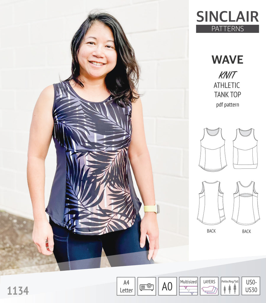 Wave fitted athletic knit tank top with waistline shaping and pockets ...