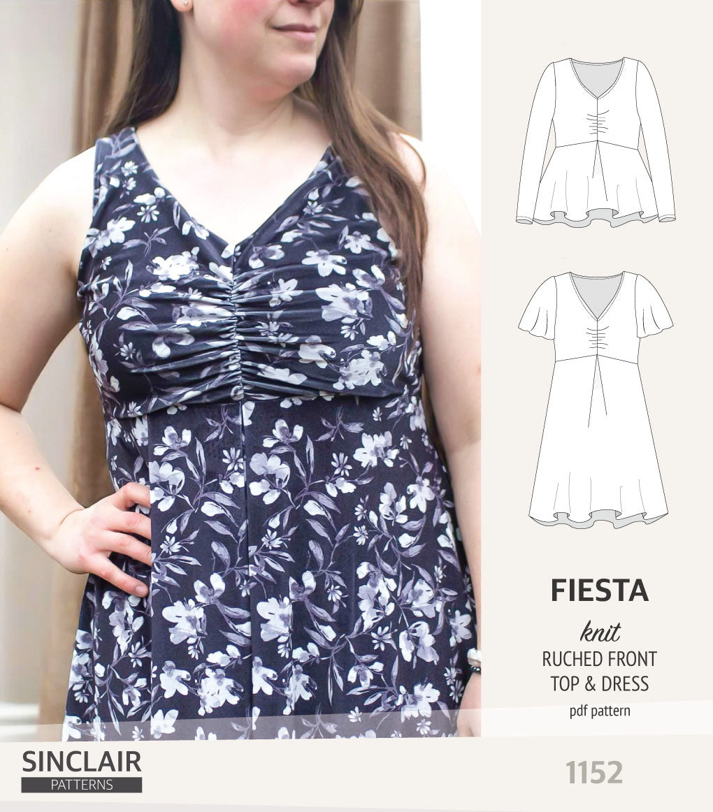 Fiesta ruched bust knit top and dress (PDF) – Sinclair Patterns