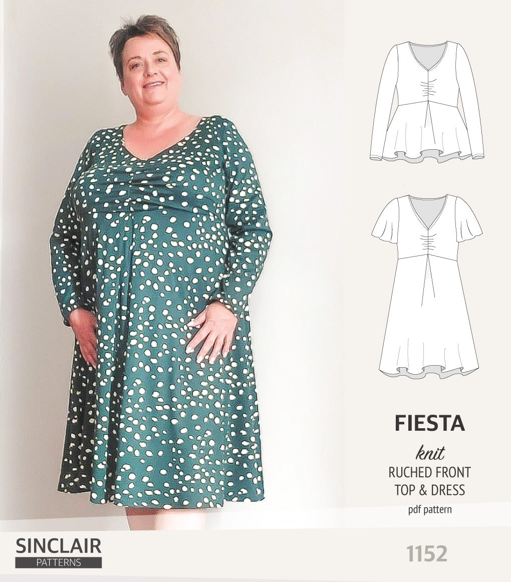 Fiesta ruched bust knit top and dress (PDF) – Sinclair Patterns