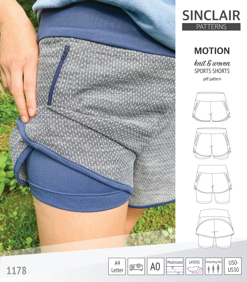 Shorts Pattern Instructions Motion sports shorts with a yoke, pockets and underlay shorties (pdf ...