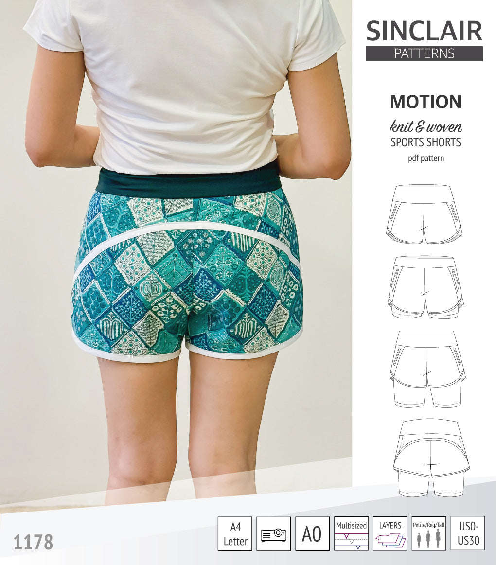Shorts Pattern Instructions Motion sports shorts with a yoke, pockets and underlay shorties (pdf ...