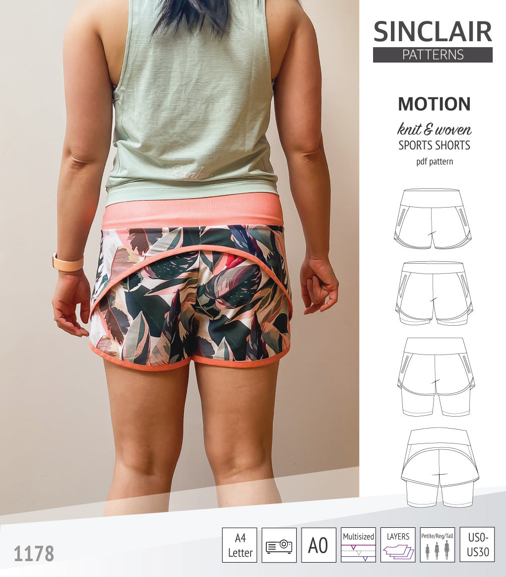 Shorts Pattern Instructions Motion sports shorts with a yoke, pockets and underlay shorties (pdf ...