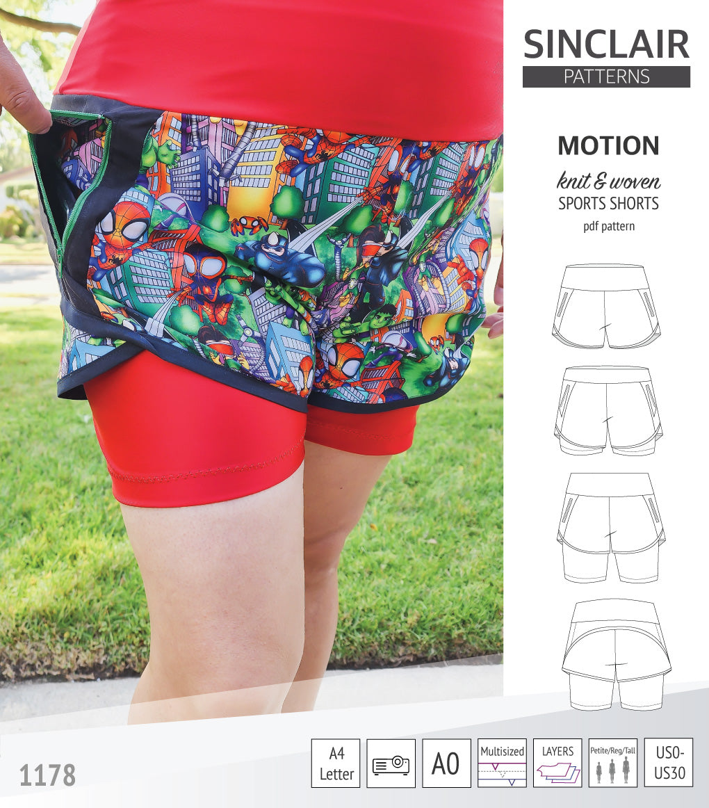 Shorts Pattern Instructions Motion sports shorts with a yoke, pockets and underlay shorties (pdf ...