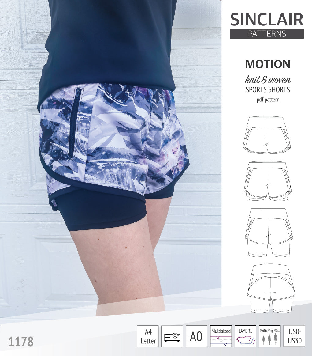 Motion sports shorts with a yoke, pockets and underlay shorties (pdf ...