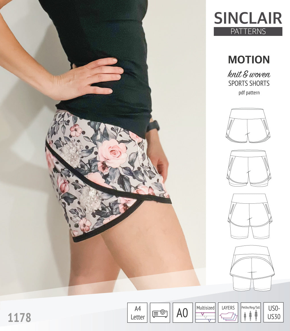 Shorts Pattern Instructions Motion sports shorts with a yoke, pockets and underlay shorties (pdf ...
