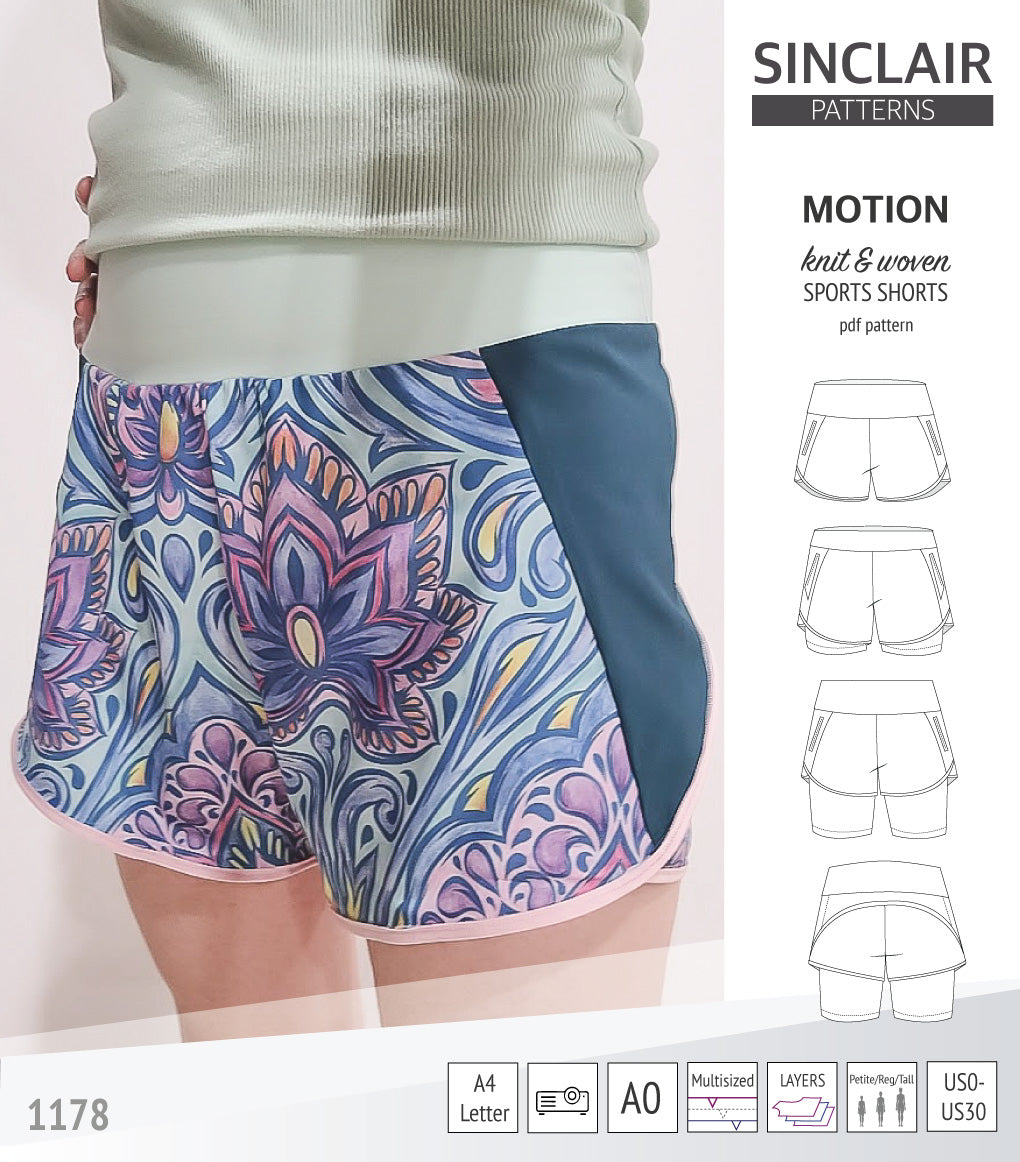 Shorts Pattern Instructions Motion sports shorts with a yoke, pockets and underlay shorties (pdf ...