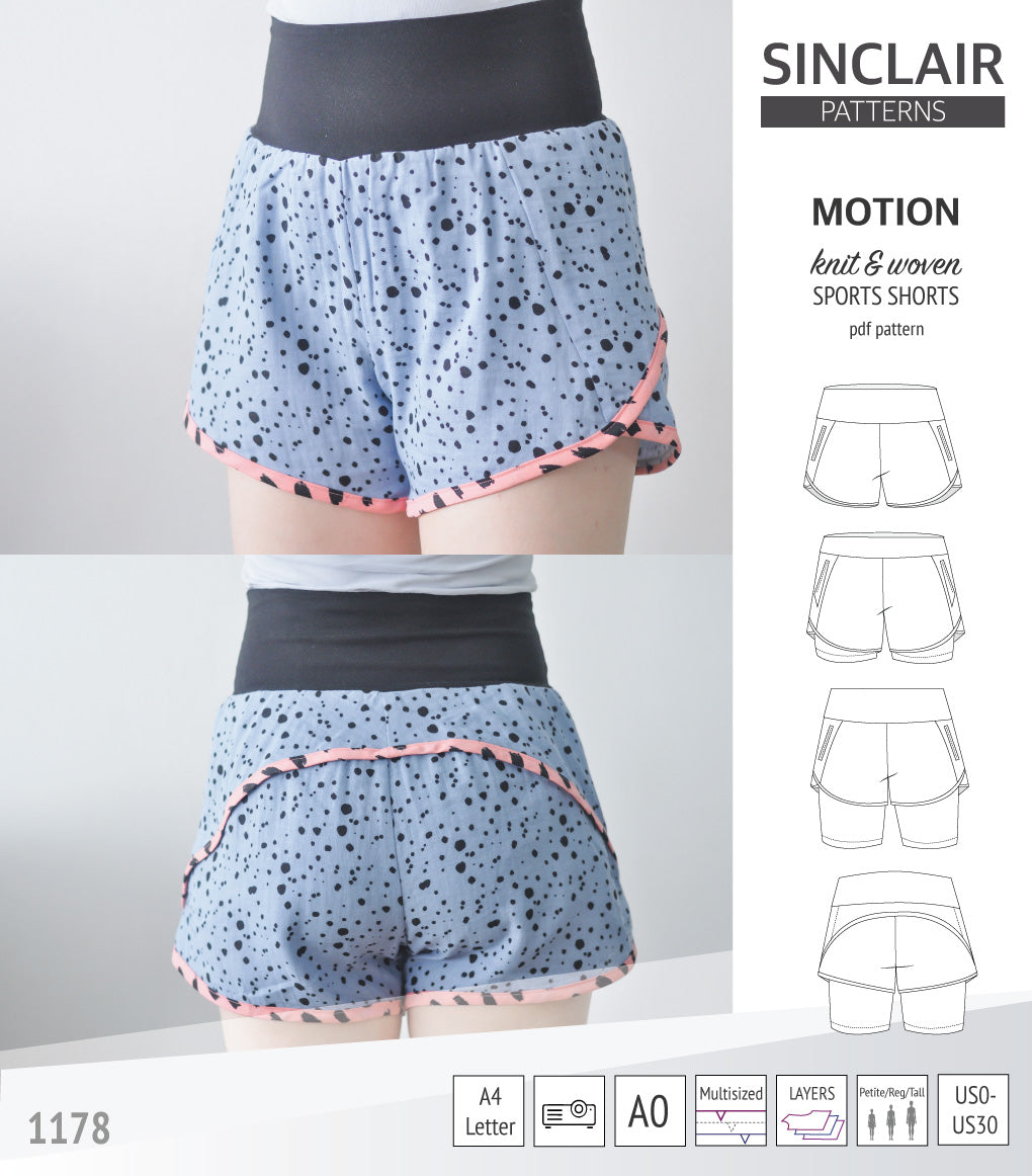 Shorts Pattern Instructions Motion sports shorts with a yoke, pockets and underlay shorties (pdf ...