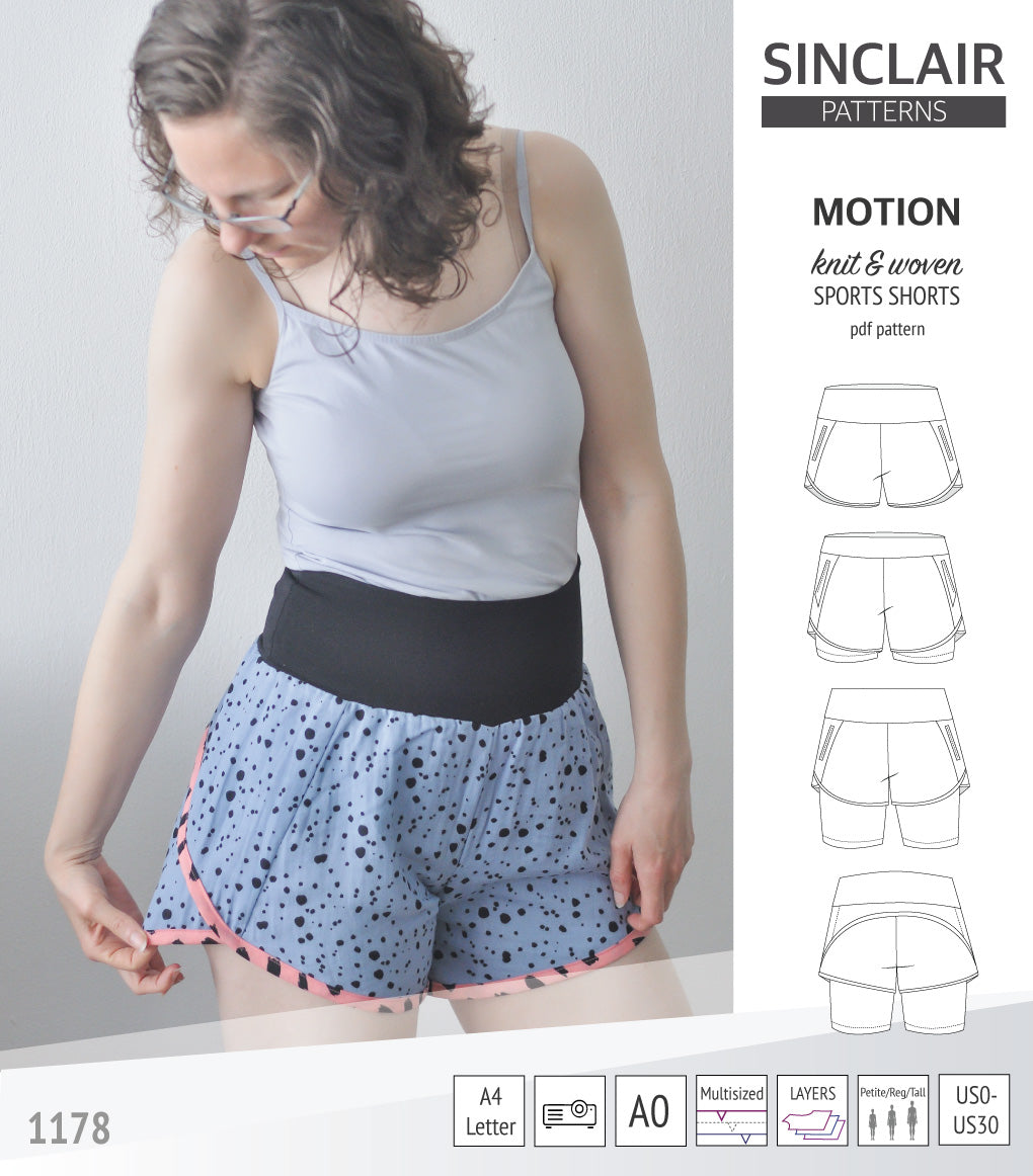 Motion sports shorts with a yoke, pockets and underlay shorties (pdf sewing pattern) – Sinclair Patterns motion-sports-shorts-with-a-yoke-pockets-and-underlay-shorties-pdf-sewing-pattern-sinclair-patterns