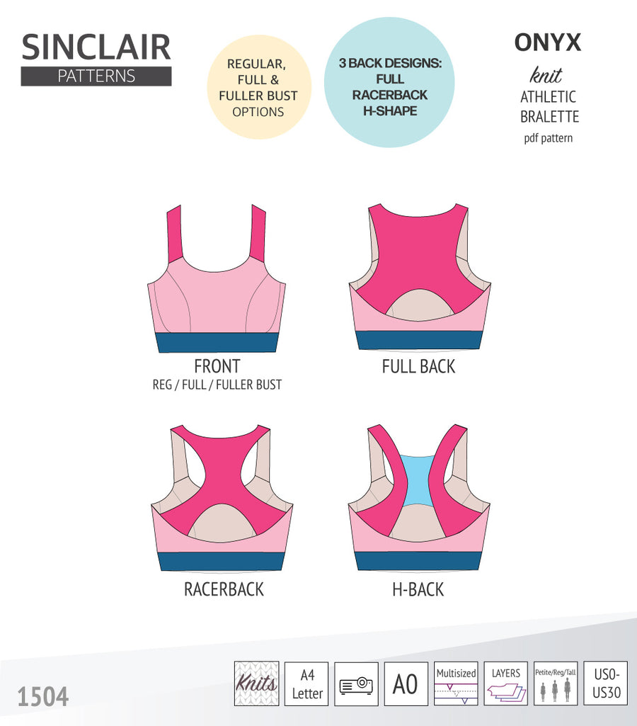 Onyx medium impact wireless athletic bralette (PDF) – Sinclair Patterns