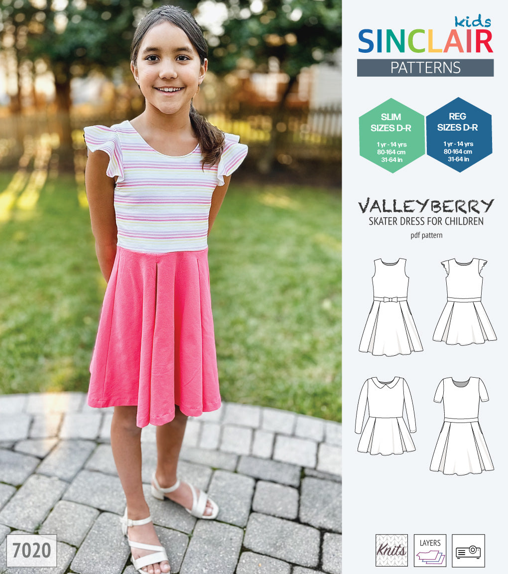 skater skirt dress pattern Valleyberry classic skater dress for children (pdf sewing pattern) Sinclair Patterns