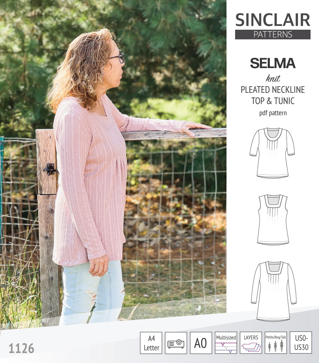 Selma knit top with round and square neckline options (PDF sewing ...