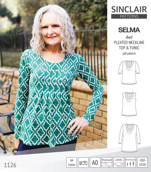 Sinclair Tuva Pattern Selma knit top with round and square neckline options (PDF sewing ...