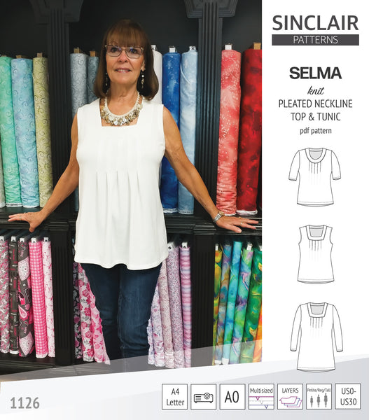 Selma knit top with round and square neckline options (PDF sewing ...
