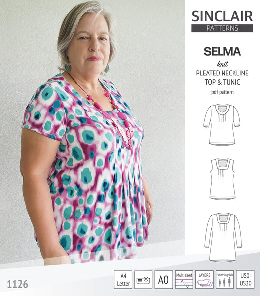 Selma knit top with round and square neckline options (PDF sewing ...
