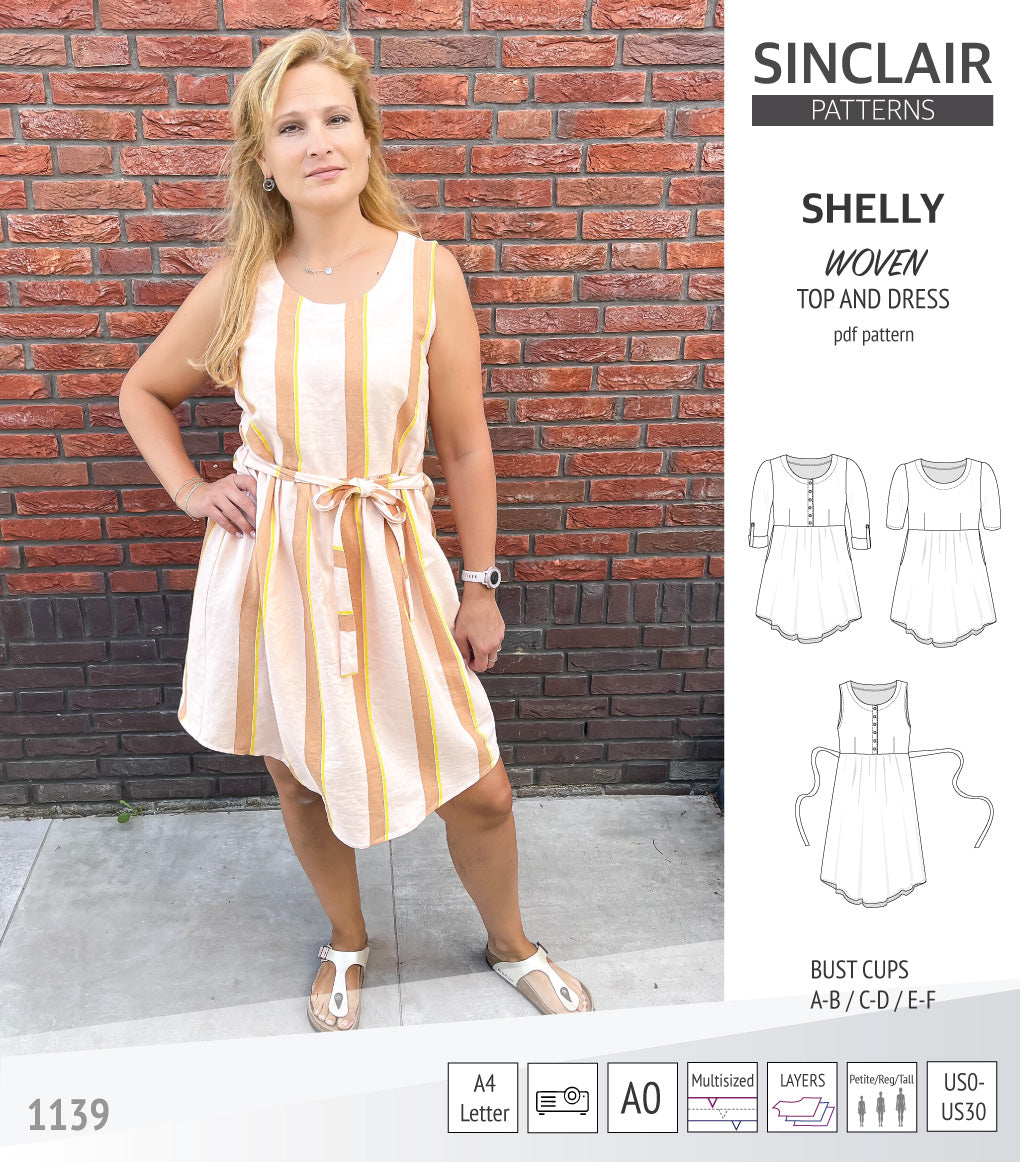 Shelly woven dress with a placket PDF) – Sinclair Patterns