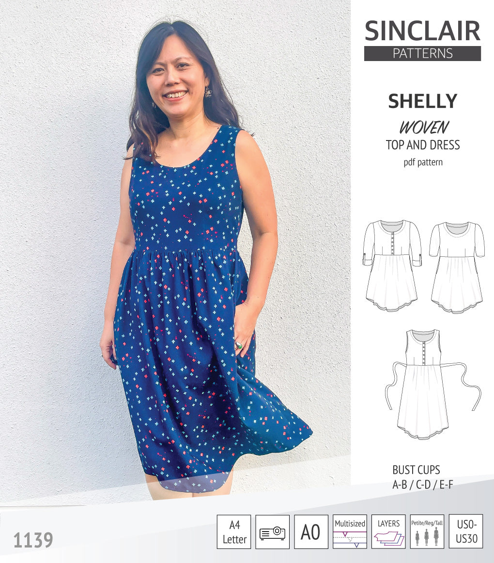 Shelly woven dress with a placket PDF) – Sinclair Patterns