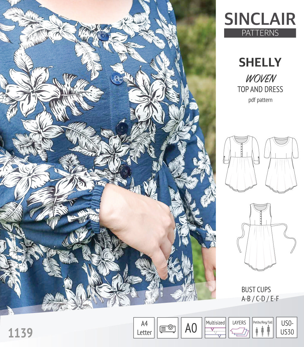 Shelly woven dress with a placket PDF) – Sinclair Patterns
