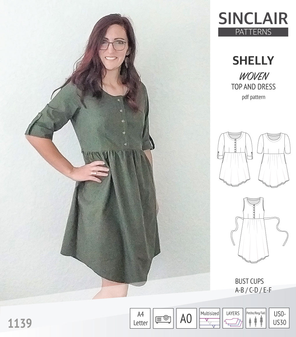 Shelly woven dress with a placket PDF) – Sinclair Patterns